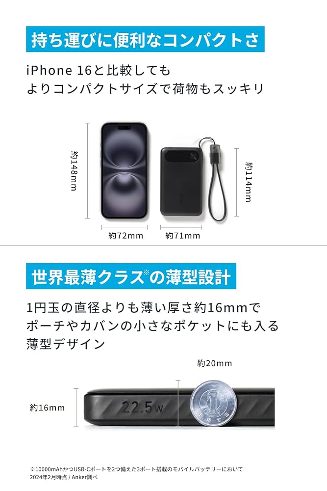 Anker Power Bank 10000mAh USB-C 専用ケース付き Amazon | Anker Power Bank (10000mAh, 22.5W) (モバイル